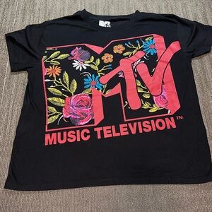 MTV Cropped Floral Tee Shirt